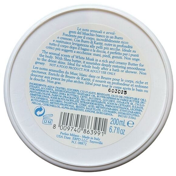 Perlier White Musk Melting Body Butter 6.7 oz 200 Ml NWT - Picture 4 of 5